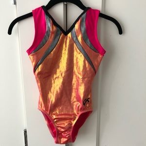 GK women’s leotard coral/pink/silver size XS/S